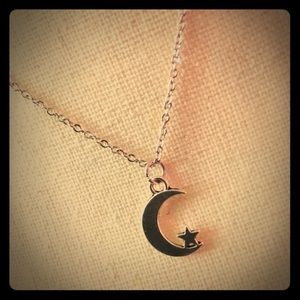 Classic Crescent Moon and Star Pendant Necklace